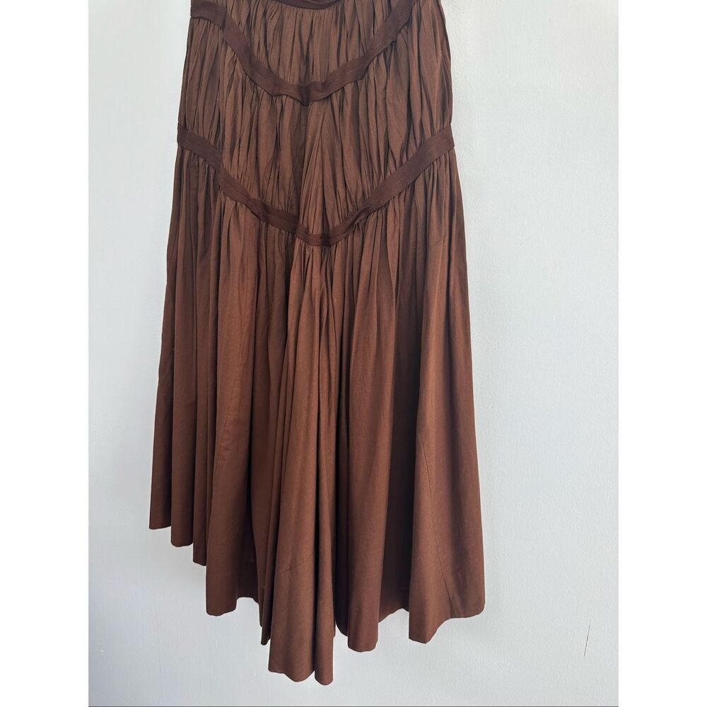 Yohji Yamamoto Women’s Vintage Y2K Brown Pleated Asymmetrical Ruffle Waist Cotto - Picture 6 of 12